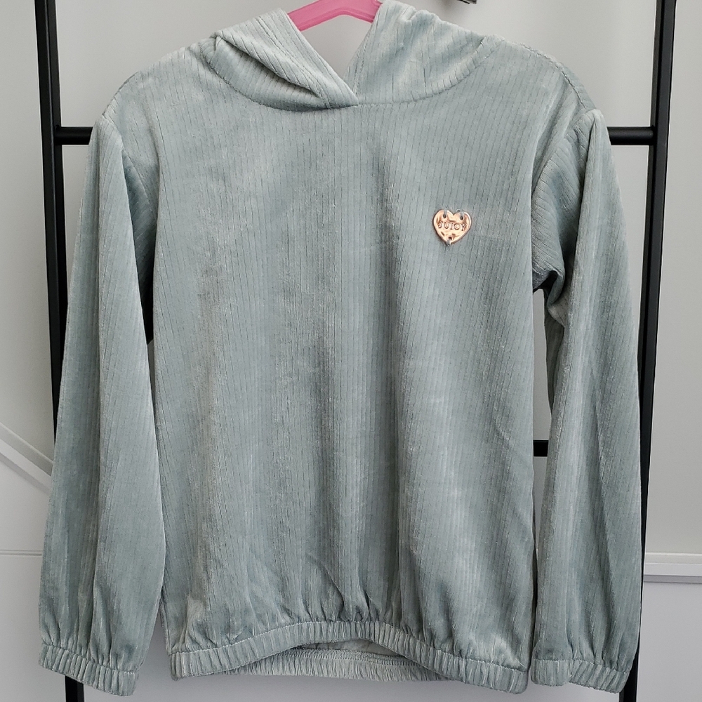 Juicy Couture Kids Sage Green Velour Hooded Sweatshirt